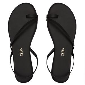 TKEES Black Leather LC Strappy Toe Ring Slingback Sandals - Revolve
